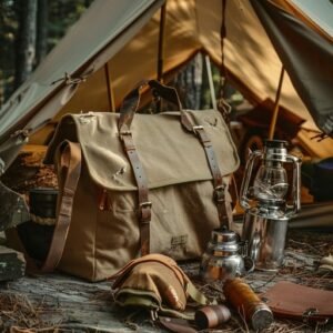 camping gear arrangement stockcake